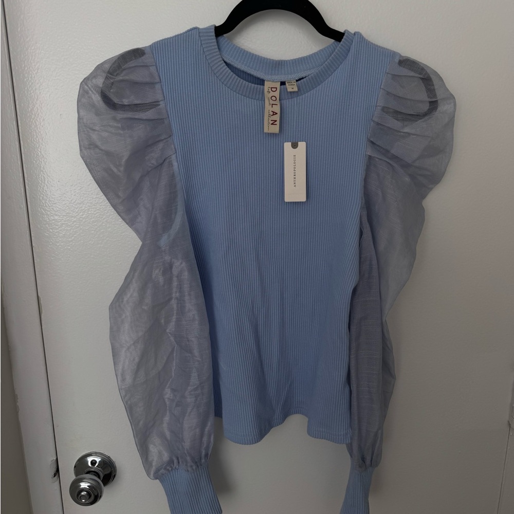 NWT - Anthropologie Organza Puff Sleeve Sweater!